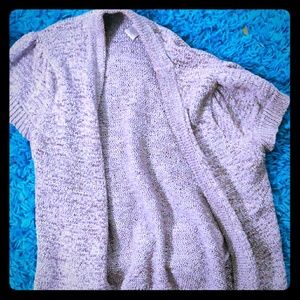 Short sleeve sweater with tie